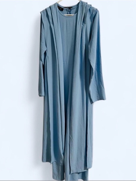Refka Pants - Refka Light Blue Abaya Jumpsuit with Cardigan